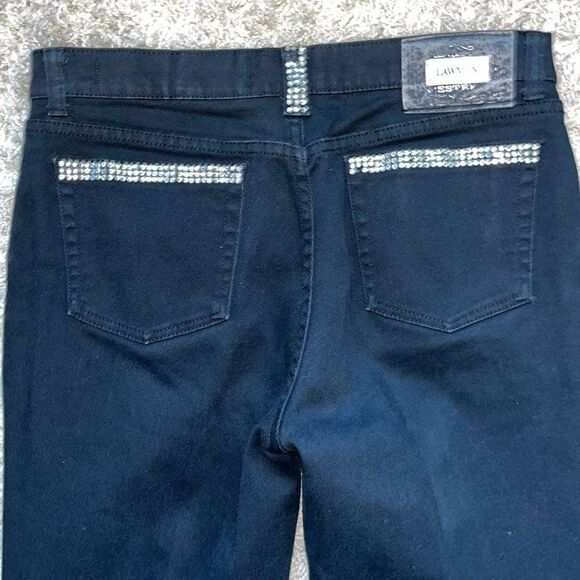 Vintage LAWMAN Western Womens Embellished Black Jeans Rhinestone Size 9 Slim Fit - Picture 10 of 16